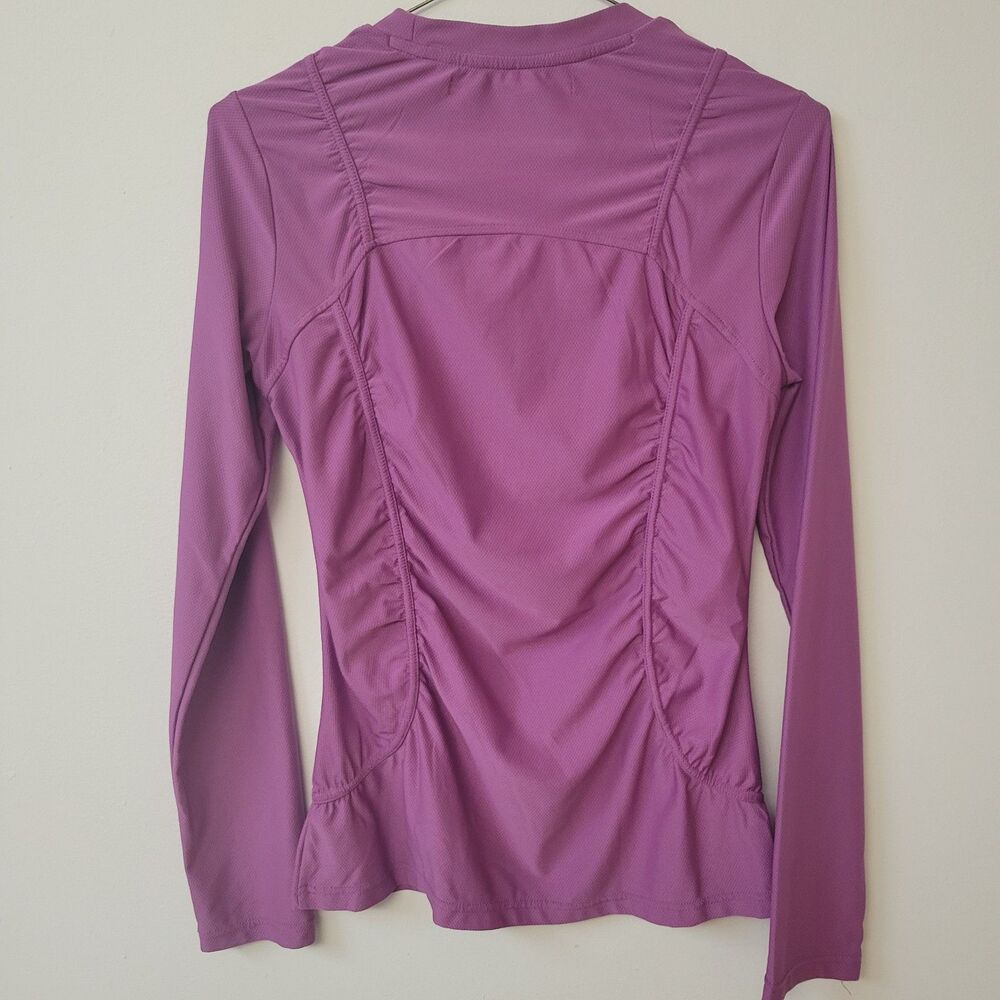 Athleta Fitted Ruched Active Breathe Long Sleeve Purple Women's Top Size S - Picture 4 of 6